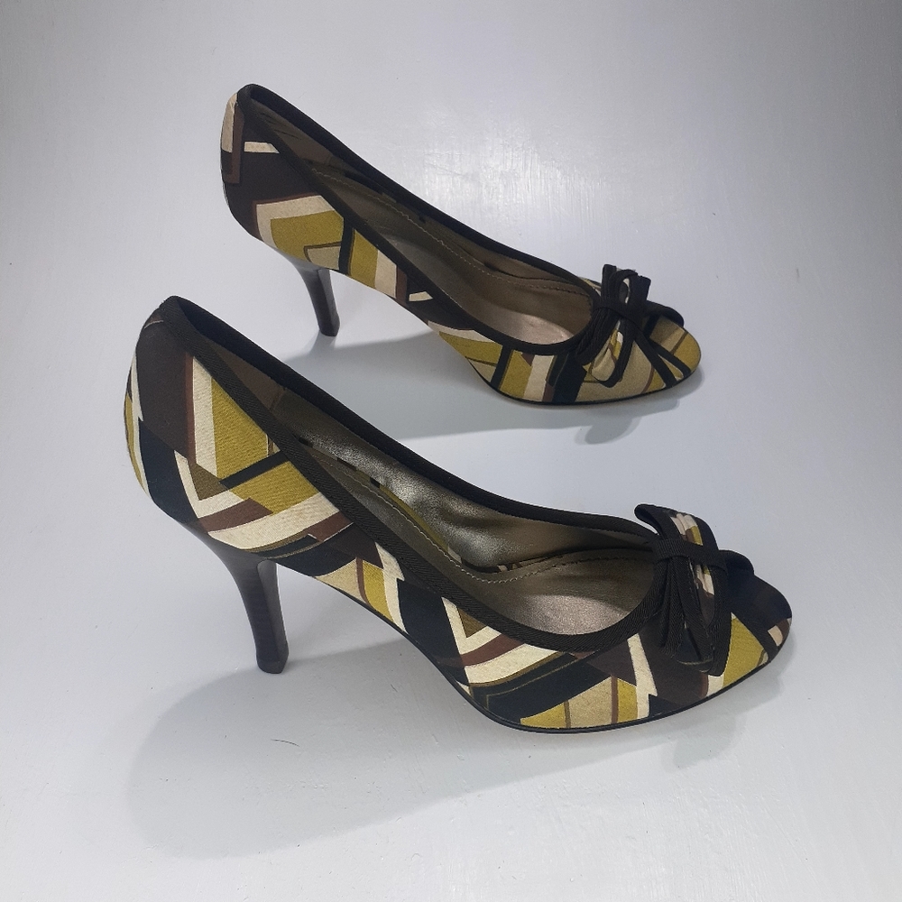 Apt.9 Geometrical Design Heels With Bow Open Toe … - image 1